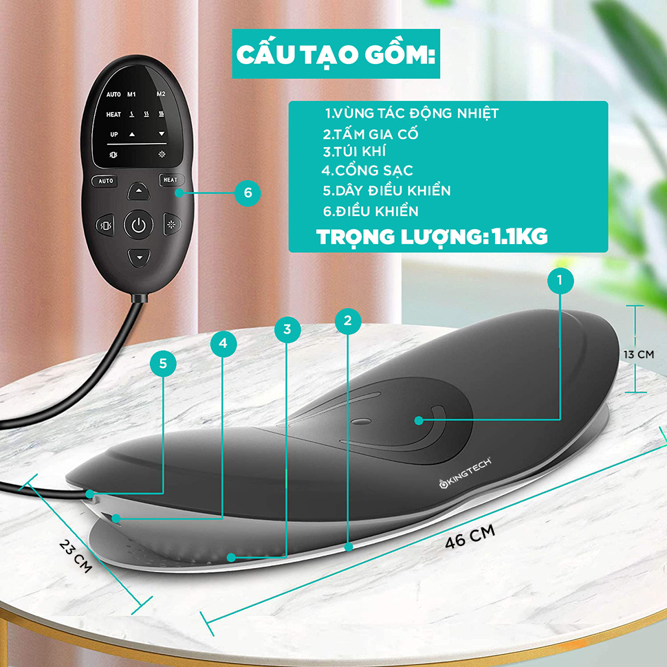 Máy Massage Lưng Trị liệu Cao Cấp KINGTECH KB-920 cấu tạo sản phẩm
