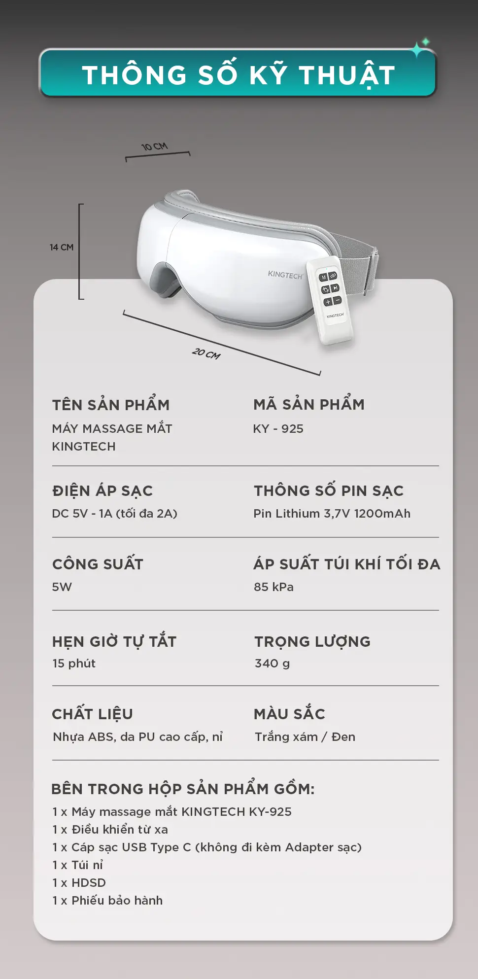 Máy Massage Mắt-Thái dương Chuyên sâu KINGTECH KY-925 13 web2 15