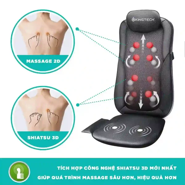 Đệm Massage Lưng 3D Cao Cấp KINGTECH KC-500S massage shiatsu 3d