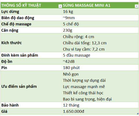 Chi tiết súng massage mini a1