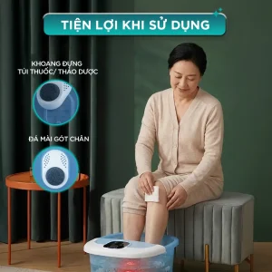 Bồn ngâm chân KINGTECH BM-400 tiện lợi với tính năng hộp đưng thảo mộc và đá mài gót chân