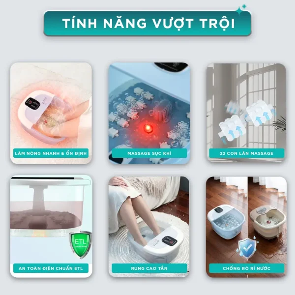 Bồn ngâm chân KINGTECH BM-400 với tổng quan 6 tính năng nổi bật