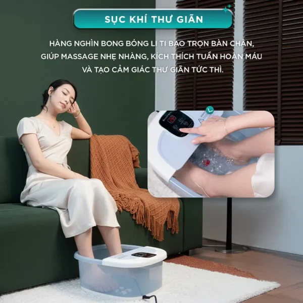 Bồn ngâm chân KINGTECH BM-400 với tính năng sục khí thư giãn