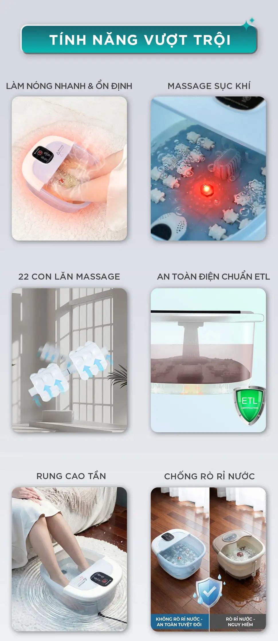 tổng quan 6 tính năng nổi bật của ảnh bìa thể hiện trải nghiệm bồn ngâm chân KINGTECH BM-400