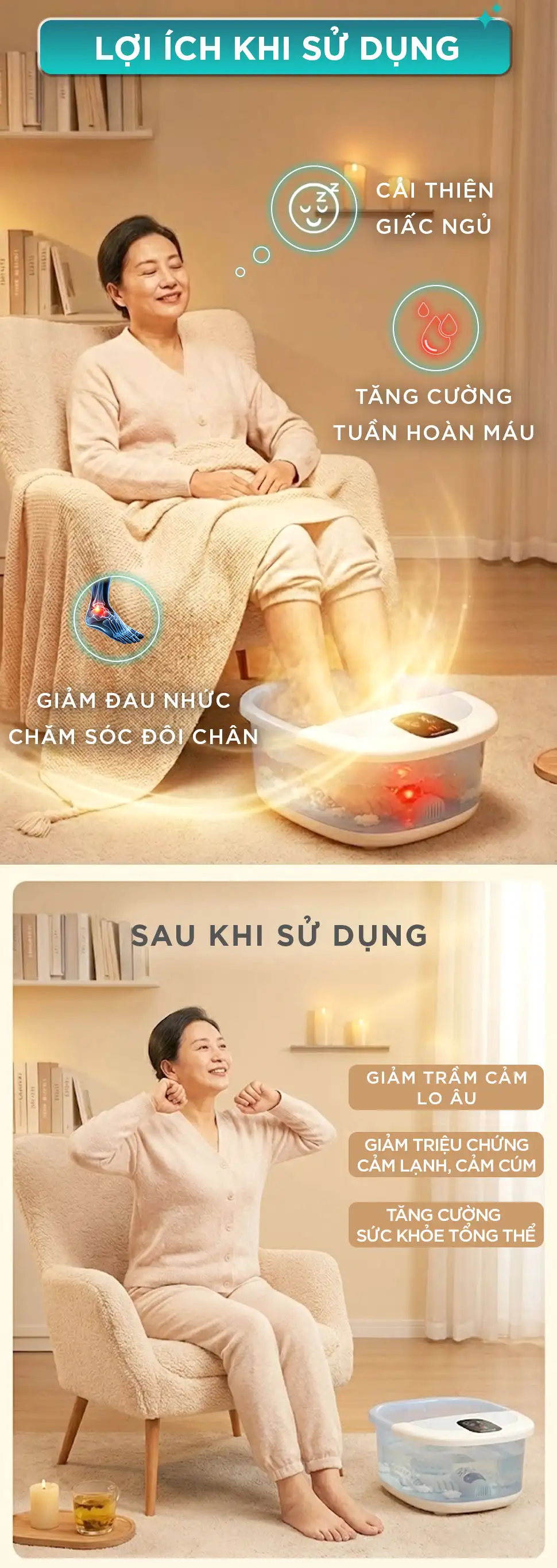 cảm nhận hiệu quả trước và sau khi sử dụng bồn ngâm chân KINGTECH BM-400 
