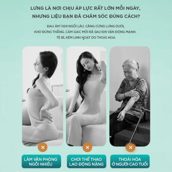 Các nguyên nhân gây áp lực lên lưng như ngồi văn phòng nhiều, chơi thể thao lao động nặng và thoái hóa ở người cao tuổi