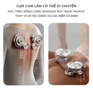 Đệm massage lưng KC-500S có các chế độ massage chuyên sâu cho toàn bộ lưng, lưng trên, lưng dưới, lăn xoa, nhào bóp và day đẩy