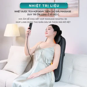 Đệm massage lưng KINGTECH KC-500S tích hợp nhiệt trị liệu 45 độ C kết hợp massage Shiatsu 3D giúp thư giãn lưng sâu