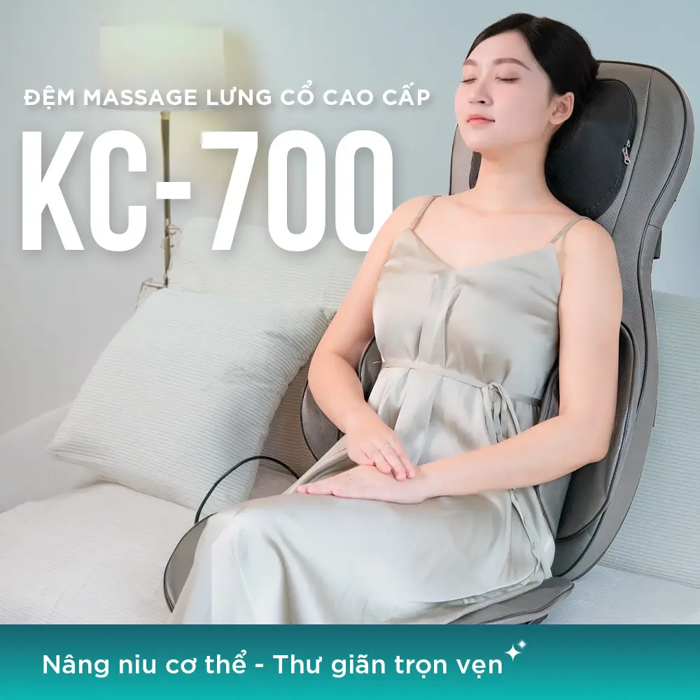 Đệm massage lưng cổ cao cấp KINGTECH KC-700 giúp nâng niu cơ thể và thư giãn trọn vẹn tại nhà