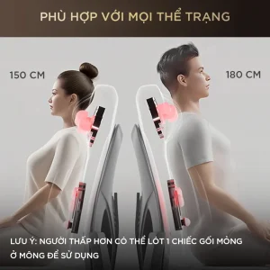 Đệm massage KINGTECH KC-700 phù hợp với nhiều thể trạng, hỗ trợ người cao 150cm đến 180cm sử dụng thoải mái