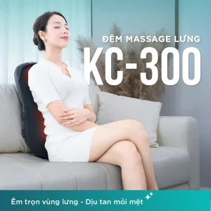 Đệm massage lưng KINGTECH KC-300 giúp ôm trọn vùng lưng, hỗ trợ thư giãn và làm dịu mỏi mệt khi ngồi trên sofa