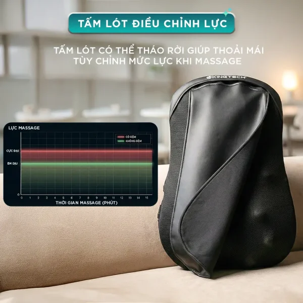 Tấm lót điều chỉnh lực của đệm massage KC-300 có thể tháo rời, giúp tùy chỉnh mức lực massage thoải mái