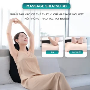 Đệm massage lưng KC-300 mô phỏng thao tác ấn và day miết Shiatsu 3D, giúp massage sâu vào cơ thể