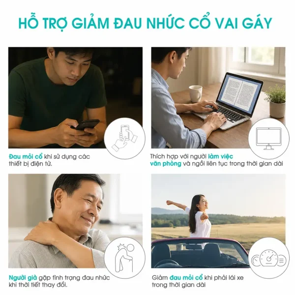 Dụng cụ massage cổ vai gáy KINGTECH hỗ trợ giảm đau mỏi cổ cho người dùng thiết bị điện tử, dân văn phòng, người lớn tuổi và người lái xe lâu