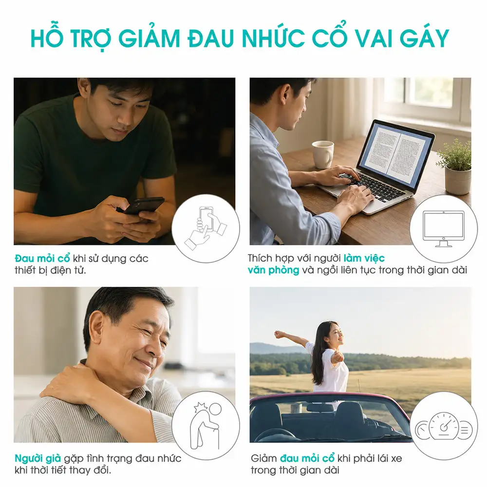 Dụng cụ massage cổ vai gáy KINGTECH hỗ trợ giảm đau mỏi cổ cho người dùng thiết bị điện tử, dân văn phòng, người lớn tuổi và người lái xe lâu