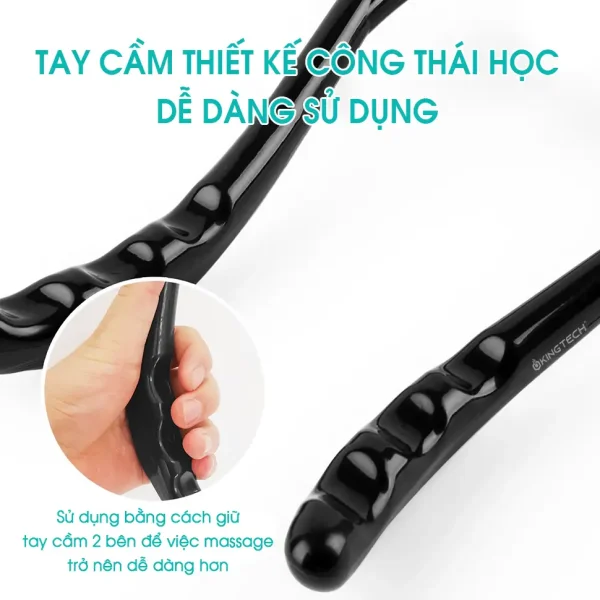 Tay cầm dụng cụ massage KINGTECH thiết kế công thái học, dễ cầm nắm và điều chỉnh lực massage bằng hai tay