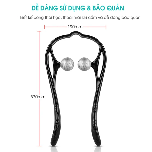 Dụng cụ massage cổ vai gáy KINGTECH thiết kế nhỏ gọn, dễ cầm và dễ bảo quản với kích thước 190mm x 370mm