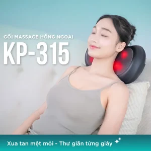 Gối massage hồng ngoại KINGTECH KP-315 giúp xua tan mệt mỏi, thư giãn cổ vai gáy từng giây