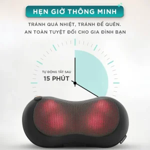 Gối massage hồng ngoại KINGTECH KP-315 có chế độ tự động tắt sau 15 phút, giúp tránh quá nhiệt và an toàn khi sử dụng