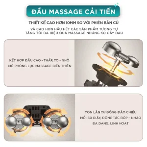 Đầu massage cải tiến của gối massage hồng ngoạiKINGTECH KP-315 với con lăn tự đảo chiều, tăng hiệu quả massage và hạn chế gây đau