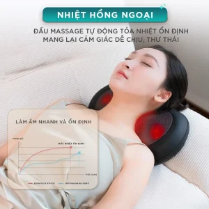 Gối massage hồng ngoại KINGTECH KP-315 tự động tỏa nhiệt ổn định, mang lại cảm giác ấm áp và thư thái khi sử dụng