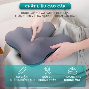 Gối massage KINGTECH KP-500 làm từ vải fabric cao cấp, co giãn, bền bỉ, thoáng khí và thân thiện với da