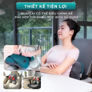 Gối massage KINGTECH KP-500 có quai cài điều chỉnh, phù hợp sử dụng trên ghế văn phòng, ghế ô tô và nhiều loại ghế khác