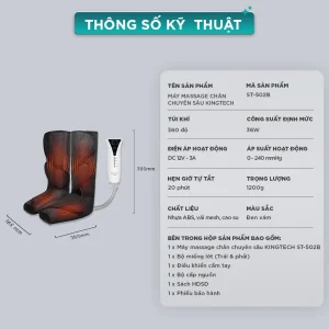 Thông số kỹ thuật máy massage chân chuyên sâu KINGTECH ST-502B