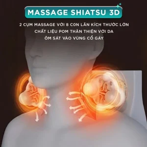 Máy massage cổ vai gáy KINGTECH KS-460S sử dụng massage Shiatsu 3D với con lăn lớn ôm sát vùng cổ gáy
