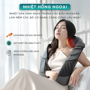 Máy massage cổ vai gáy KINGTECH KS-460S tích hợp nhiệt hồng ngoại 45 độ C giúp làm mềm cơ và tăng hiệu quả massage
