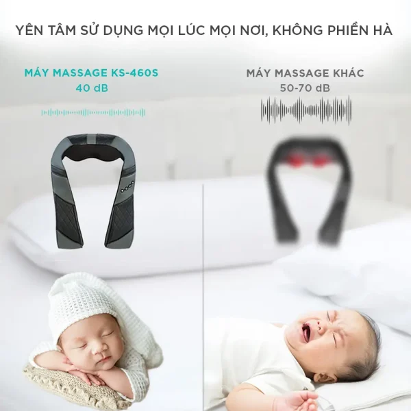 Máy massage cổ vai gáy KINGTECH KS-460S vận hành êm ái khoảng 40dB, không gây phiền khi sử dụng