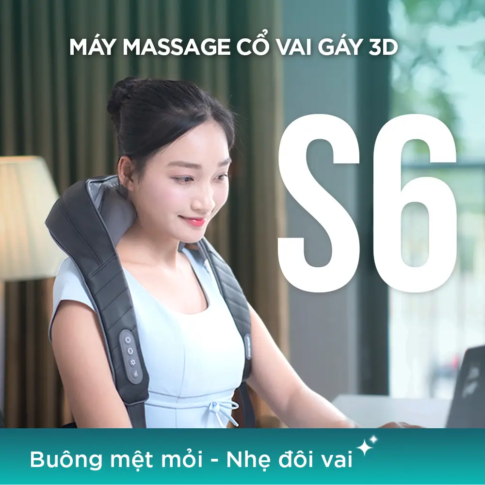 Máy massage cổ vai gáy 3D KINGTECH S6 giúp thư giãn cổ vai gáy và giảm mệt mỏi