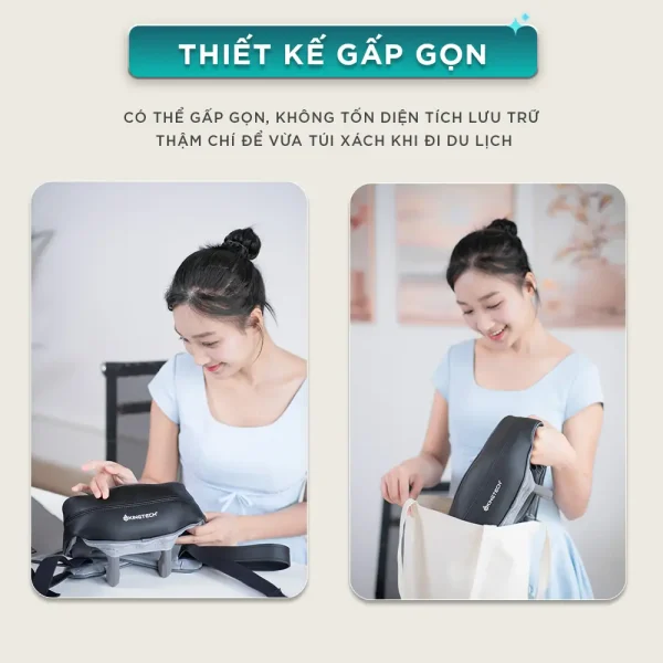 Máy massage cổ vai gáy KINGTECH S6 có thiết kế gấp gọn, dễ cất giữ và mang theo khi đi du lịch