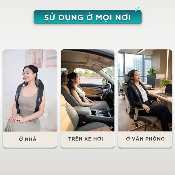 Máy massage cổ vai gáy KINGTECH S6 có thể sử dụng tại nhà, trên xe hơi và ở văn phòng