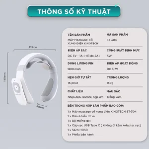 Thông số kỹ thuật máy massage cổ xung điện KINGTECH ST-304