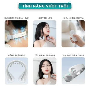 Tính năng vượt trội của máy massage cổ xung điện KINGTECH ST-304 gồm xung điện EMS, nhiệt trị liệu, điều khiển cầm tay, công thái học và pin sạc tiện dụng