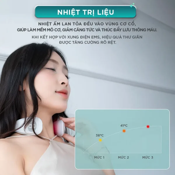 Máy massage cổ xung điện KINGTECH ST-304 tích hợp nhiệt trị liệu giúp làm ấm vùng cổ và thư giãn cơ