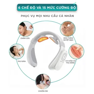 Máy massage cổ xung điện KINGTECH ST-304 có 6 chế độ và 15 mức cường độ phù hợp nhiều nhu cầu massage