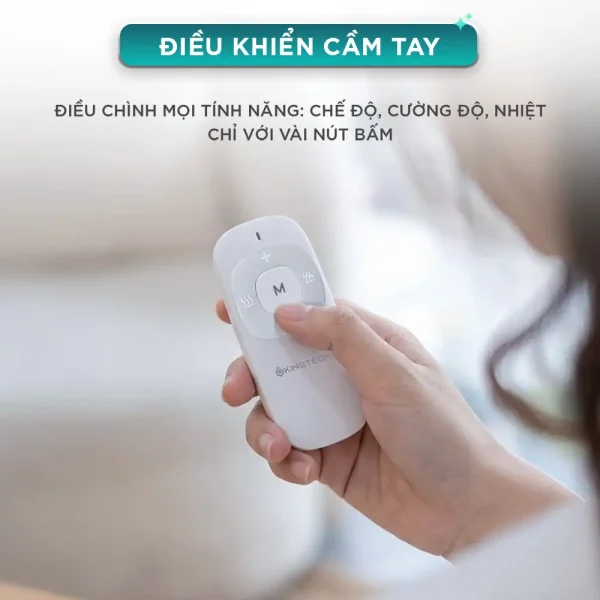 Máy massage cổ xung điện KINGTECH ST-304 có điều khiển cầm tay giúp chỉnh chế độ, cường độ và nhiệt dễ dàng