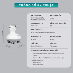 thông số kỹ thuật của Máy massage đầu cổ mặt đa năng KINGTECH ST-701