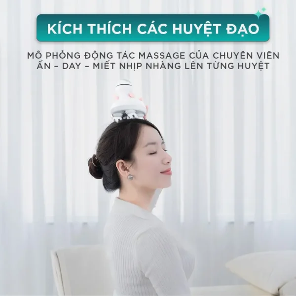 Máy massage đầu KINGTECH ST-701 mô phỏng động tác ấn day miết giúp kích thích các huyệt đạo trên da đầu