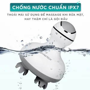 Máy massage đầu KINGTECH ST-701 chống nước chuẩn IPX7, có thể sử dụng khi rửa mặt hoặc gội đầu