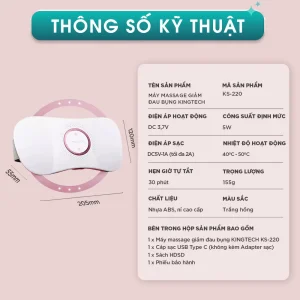 Máy massage giảm đau bụng kinh KINGTECH KS-220 thông số kỹ thuật
