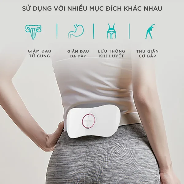 Máy massage giảm đau bụng kinh KINGTECH KS-220 có thể dùng để giảm đau tử cung, giảm đau dạ dày, lưu thông khí huyết và thư giãn cơ bắp