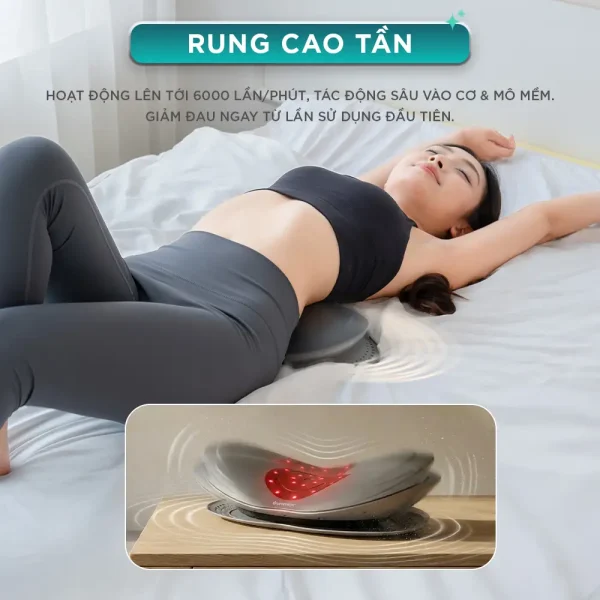 Máy Massage Lưng Cột Sống KINGTECH KB-920S có mức rung lên tới 6000 lần mỗi phút, tác động sâu lên cơ và mô mềm