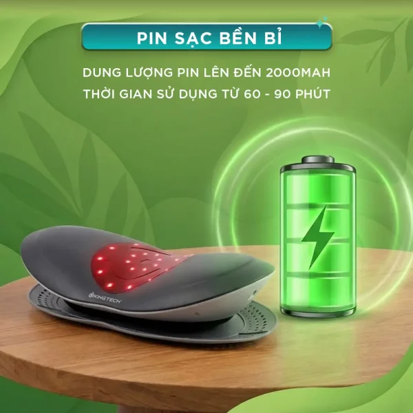 Máy Massage Lưng Cột Sống KINGTECH KB-920S có dung lượng pin lớn, thoải mái sử dụng