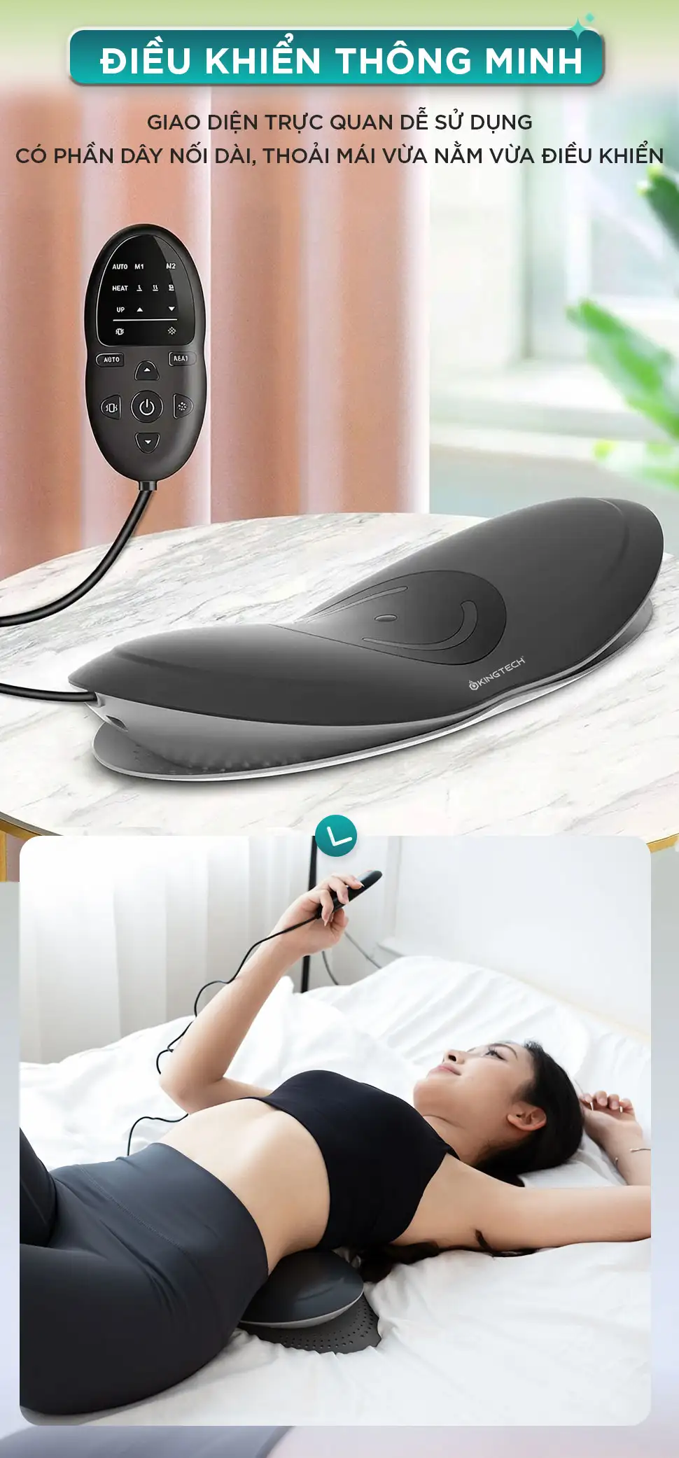 Máy Massage Lưng Cột Sống KINGTECH KB-920S có điều khiển đơn giản, dễ sử dụng