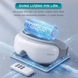 Máy massage mắt KINGTECH KY-925 sử dụng pin sạc 1200mAh giúp massage thoải mái không lo gián đoạn