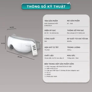thông số kỹ thuật của máy massage thái dương KINGTECH KY-925