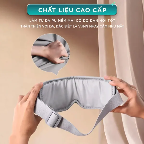 Máy massage mắt KINGTECH KY-925 sử dụng da PU mềm mại, đàn hồi tốt và thân thiện với vùng da quanh mắt